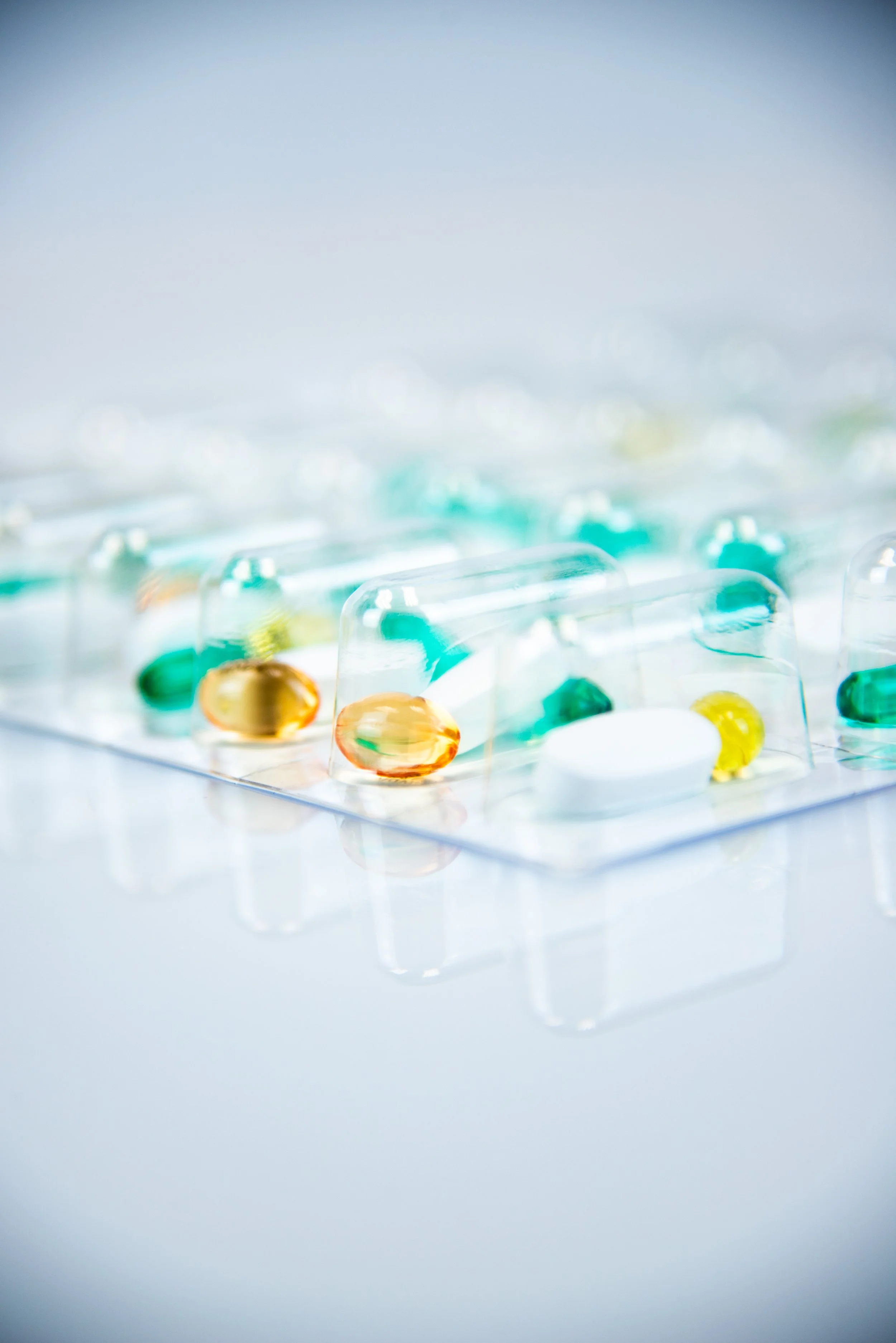 Multi-dose blister packaging holding multiple medications.